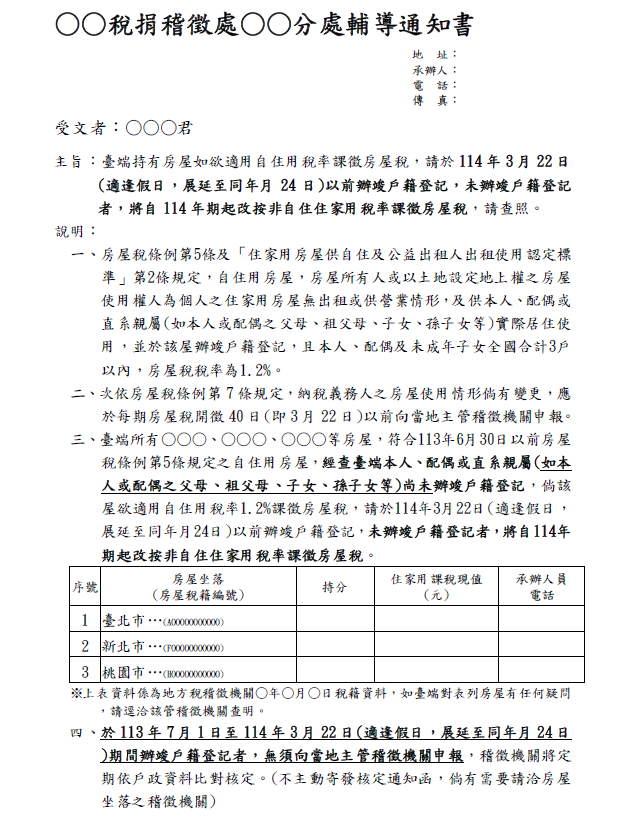 自住3戶輔導函
